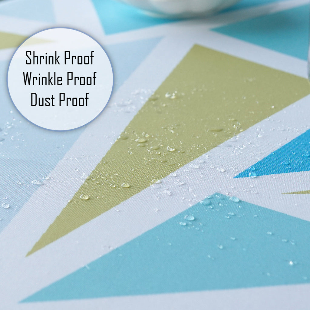 70" Round Premium Waterproof Polyester Tablecloth - Light Blue & Brown Shards