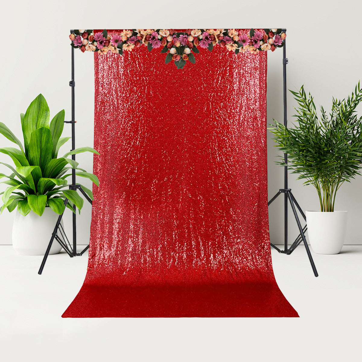 4ft x 7ft Sequin Photography Backdrop - Red