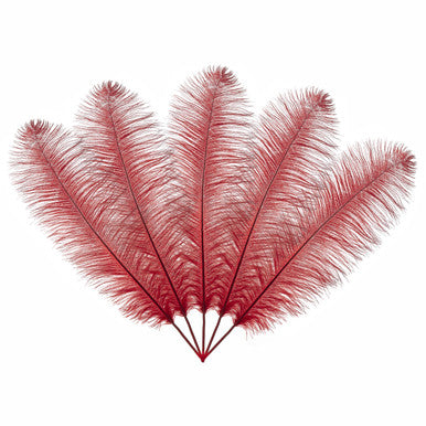 50-60cm Loose Ostrich Feathers, 5pcs - Red