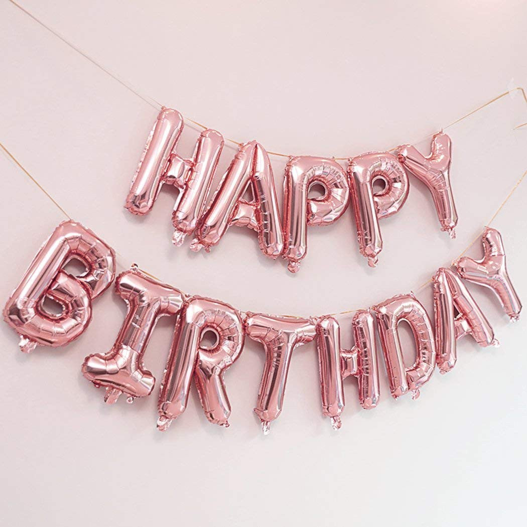 16" Foil Happy Birthday Balloons - Rose Gold