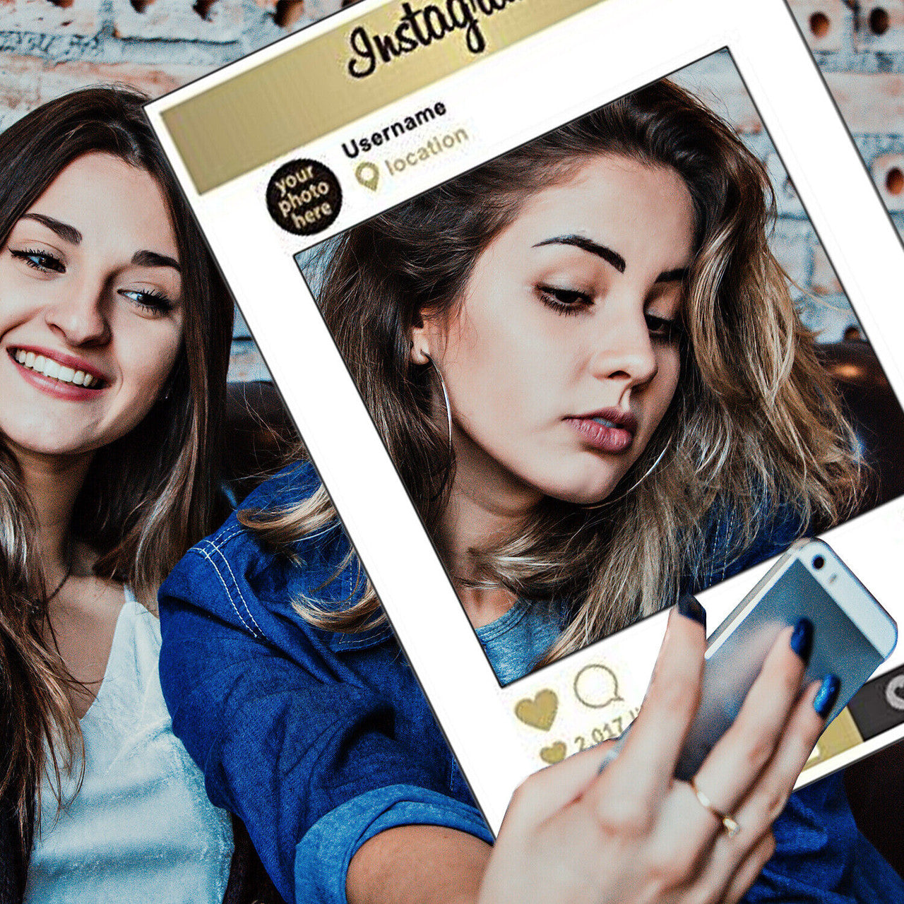 Cardboard Photo Frame Prop - Instagram - Gold