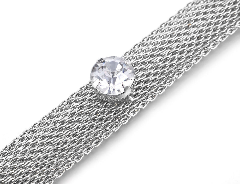 Silver Diamante Mesh Belt