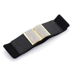 Elasticated Belt with Bling Buckle - Black