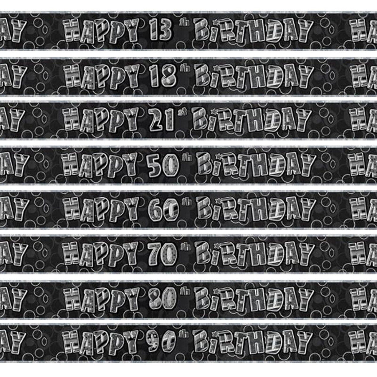 12ft Happy Birthday Foil Banner - Black