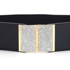 Elasticated Belt with Bling Buckle - Black