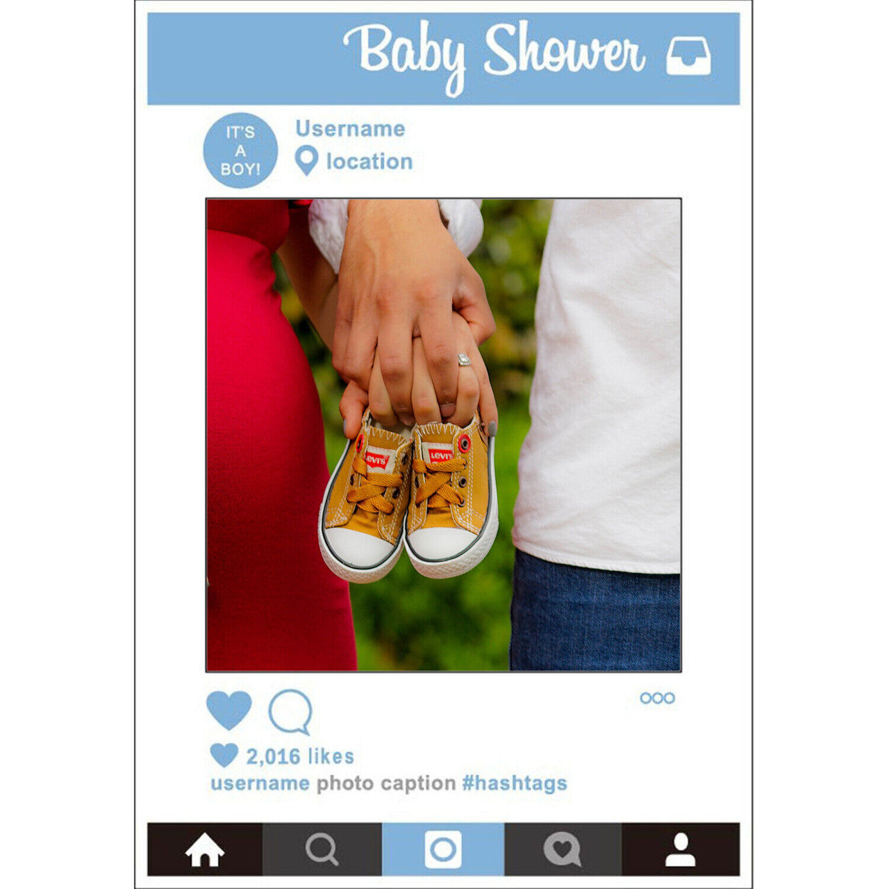 Cardboard Photo Frame Prop - Baby Shower - Blue