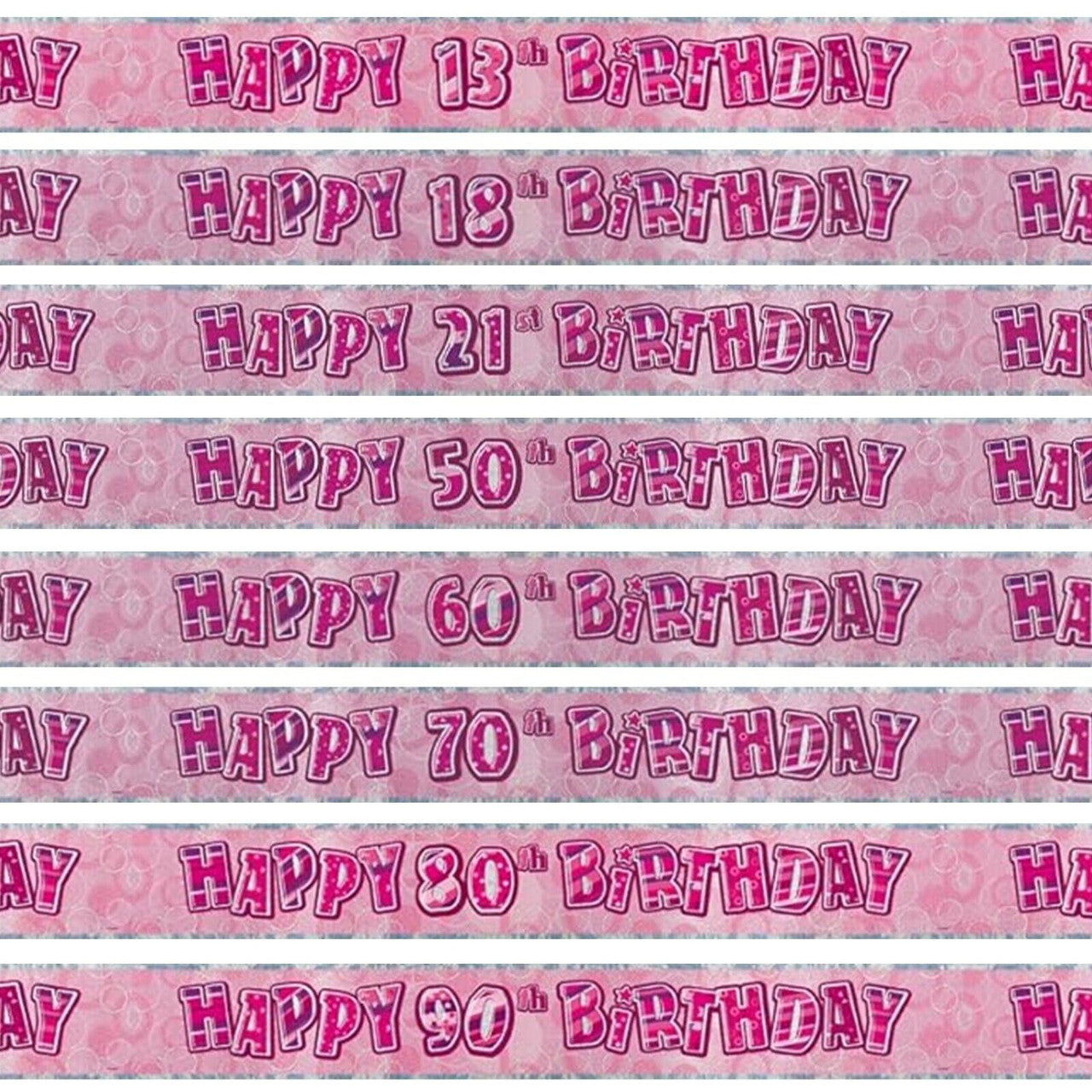 12ft Happy Birthday Foil Banner - Pink