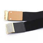 Elasticated Belt with Bling Buckle - Black