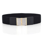 Elasticated Belt with Bling Buckle - Black