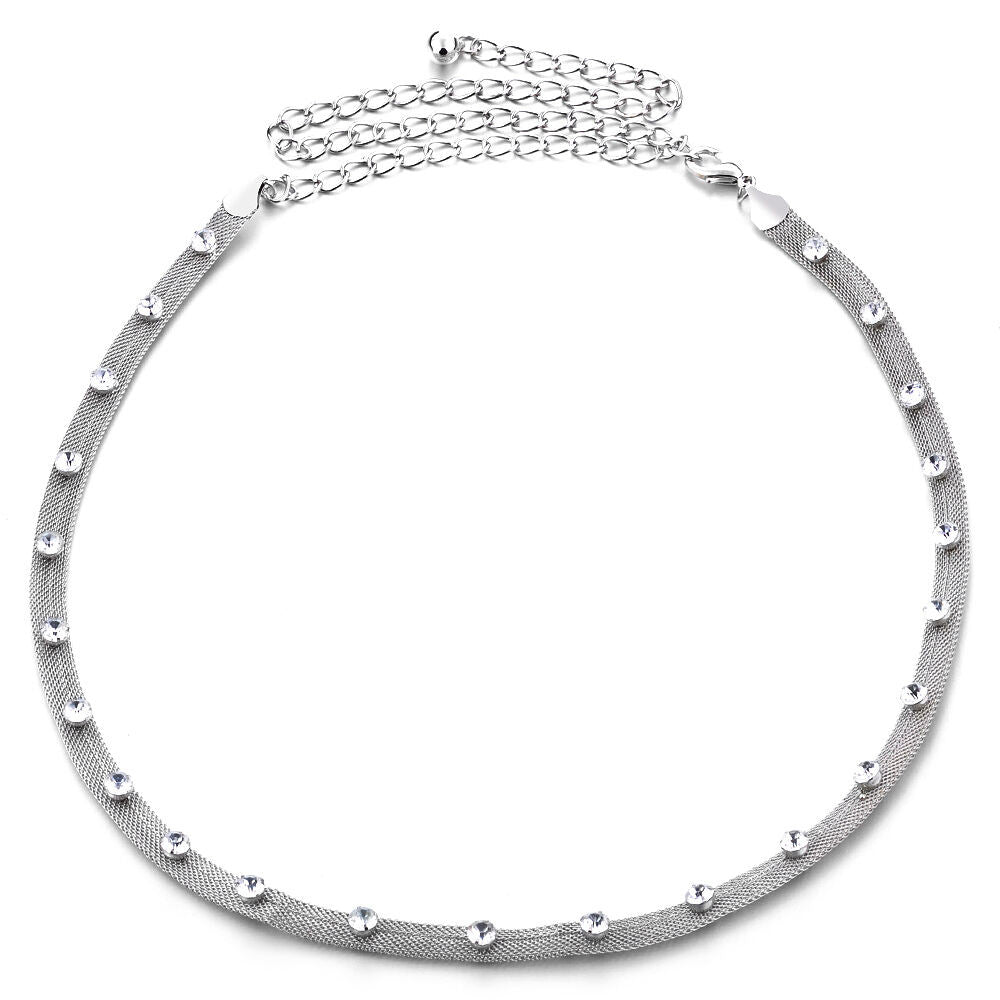 Silver Diamante Mesh Belt
