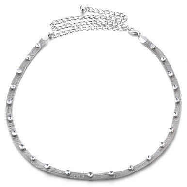 Silver Diamante Mesh Belt