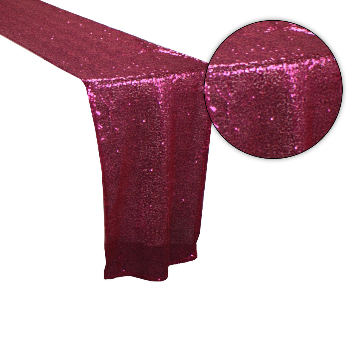 30cm x 274cm Shiny Sequin Table Runner - Fuchsia