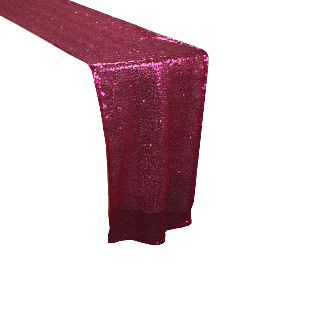 30cm x 274cm Shiny Sequin Table Runner - Fuchsia
