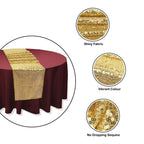 30cm x 274cm Shiny Sequin Table Runner - Gold