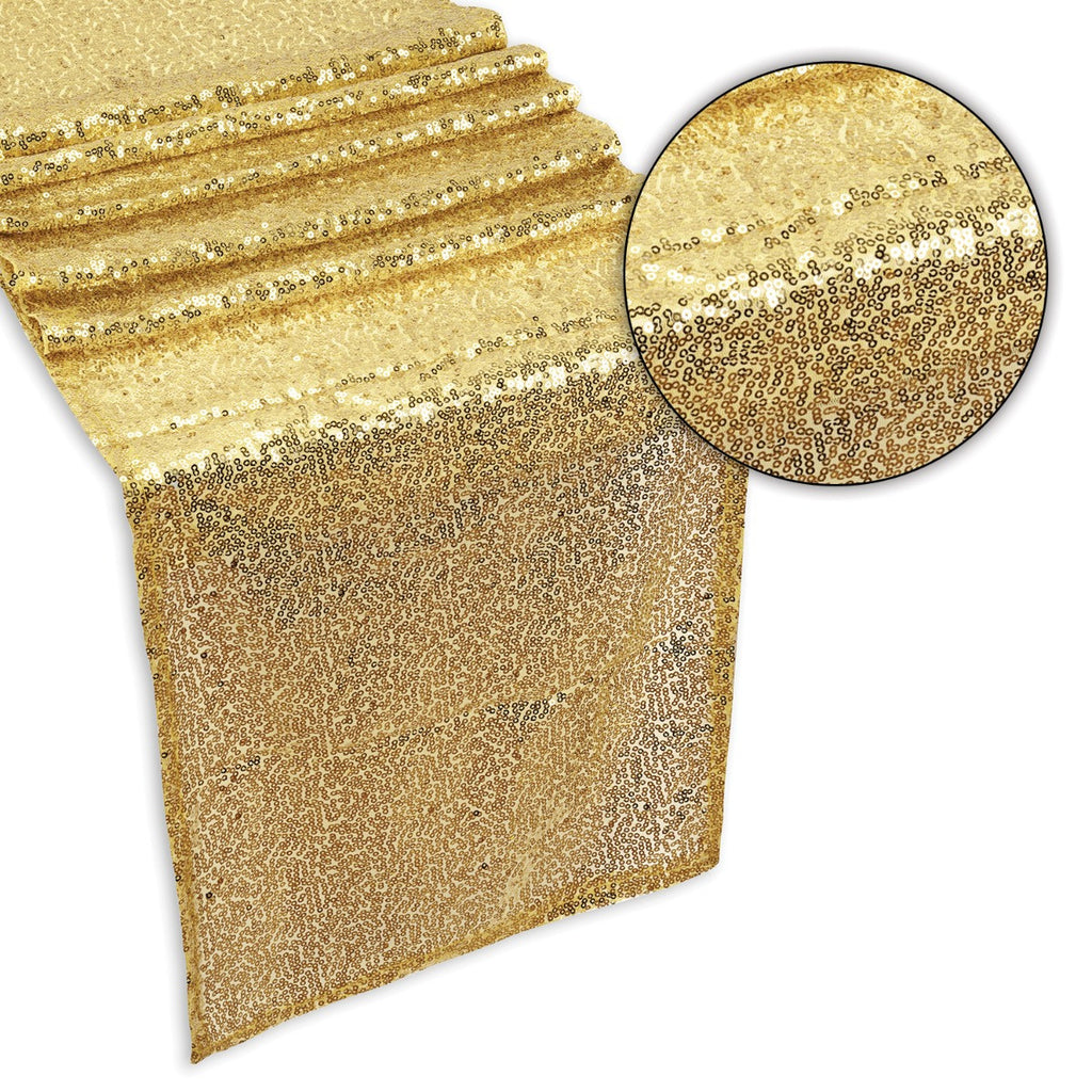 30cm x 274cm Shiny Sequin Table Runner - Gold