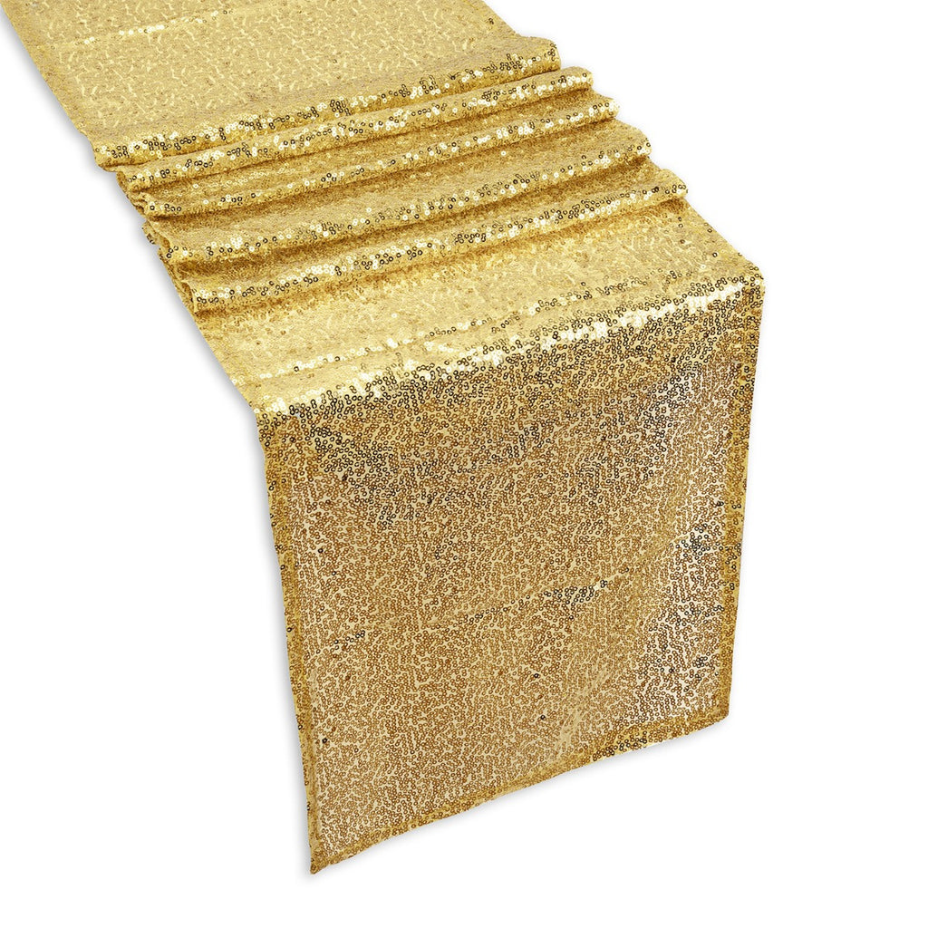 30cm x 274cm Shiny Sequin Table Runner - Gold