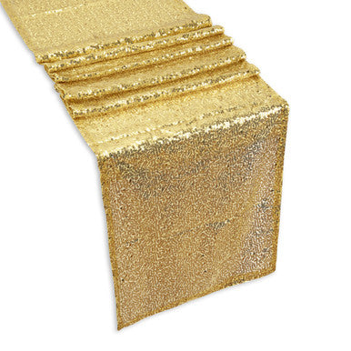 30cm x 274cm Shiny Sequin Table Runner - Gold