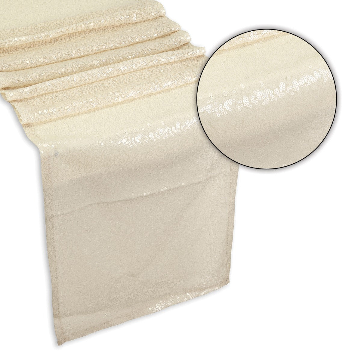 30cm x 274cm Shiny Sequin Table Runner - Ivory