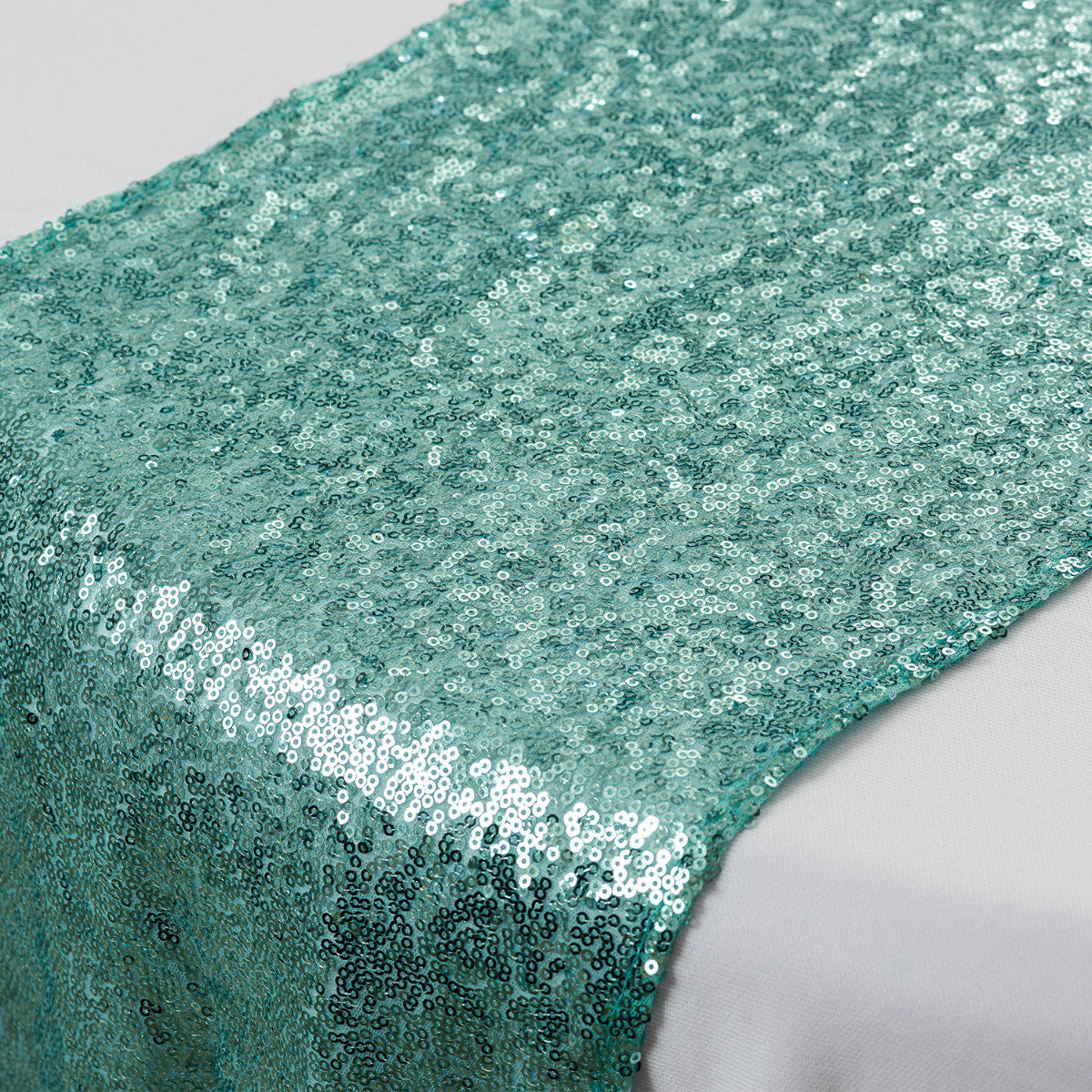 30cm x 274cm Shiny Sequin Table Runner - Mint Green
