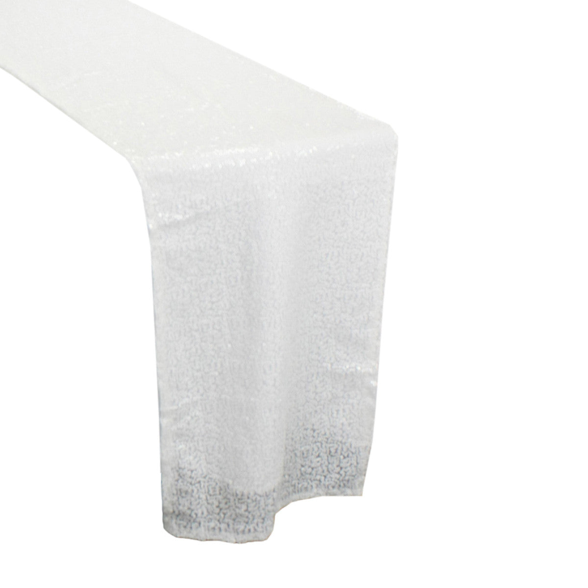 30cm x 274cm Shiny Sequin Table Runner - White