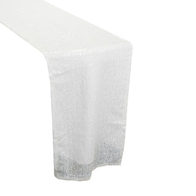 30cm x 274cm Shiny Sequin Table Runner - White