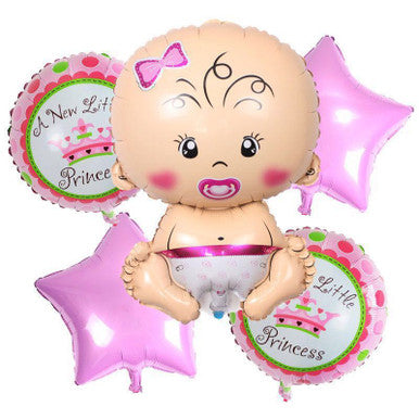 5pc New Baby Foil Balloons - Girl