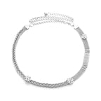 Diamante Mesh Belt with Flower Charms - Silver