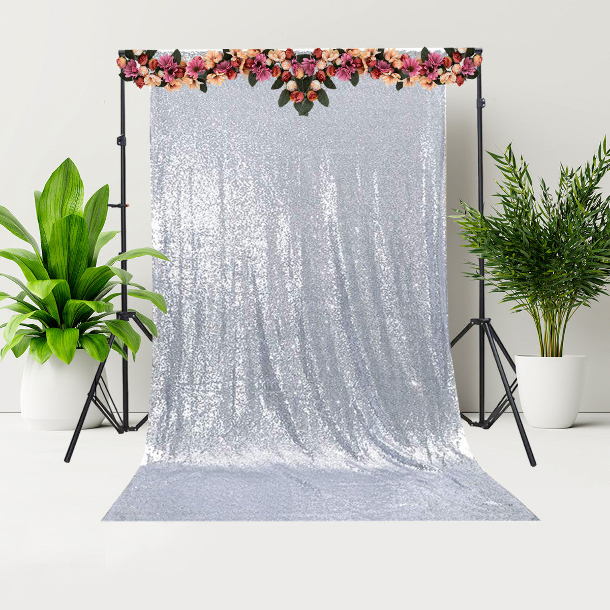 4ft x 7ft Sequin Photography Backdrop - Silver