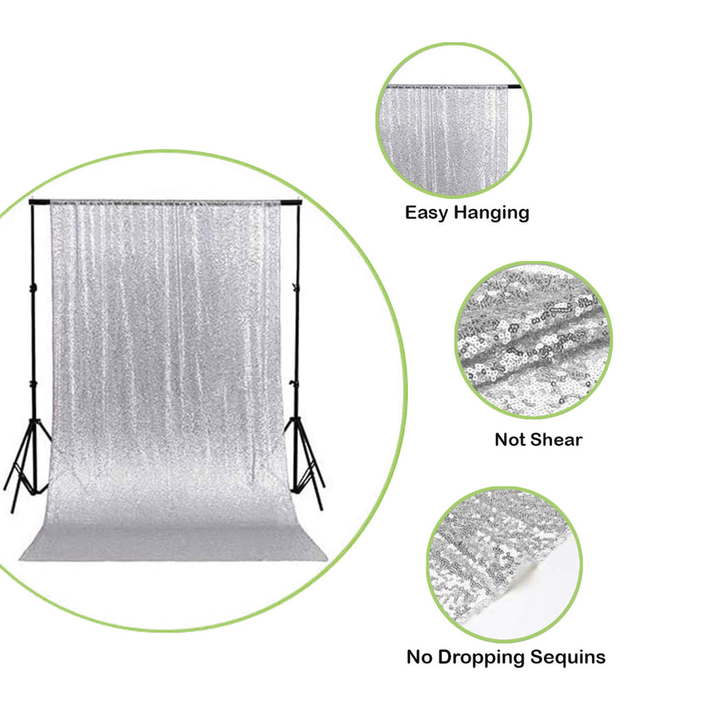 4ft x 7ft Sequin Photography Backdrop - Silver