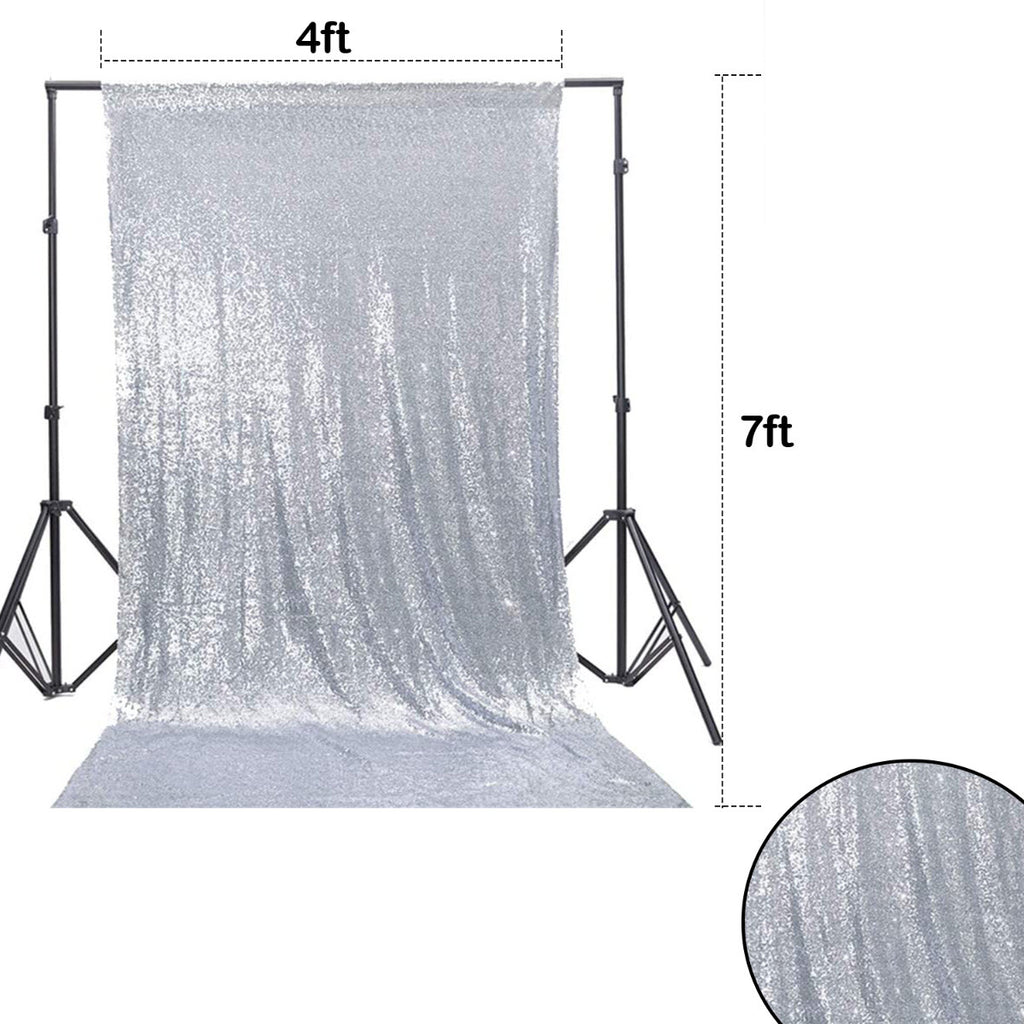 4ft x 7ft Sequin Photography Backdrop - Silver