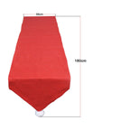 35cm x 180cm Red Felt Festive Table Runner with Snowflake Pom-Pom