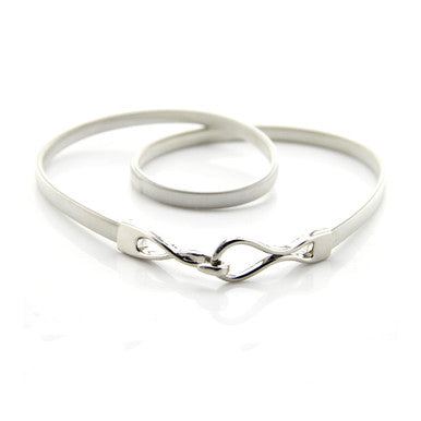 Elasticated Belt with Hook Buckle - Silver