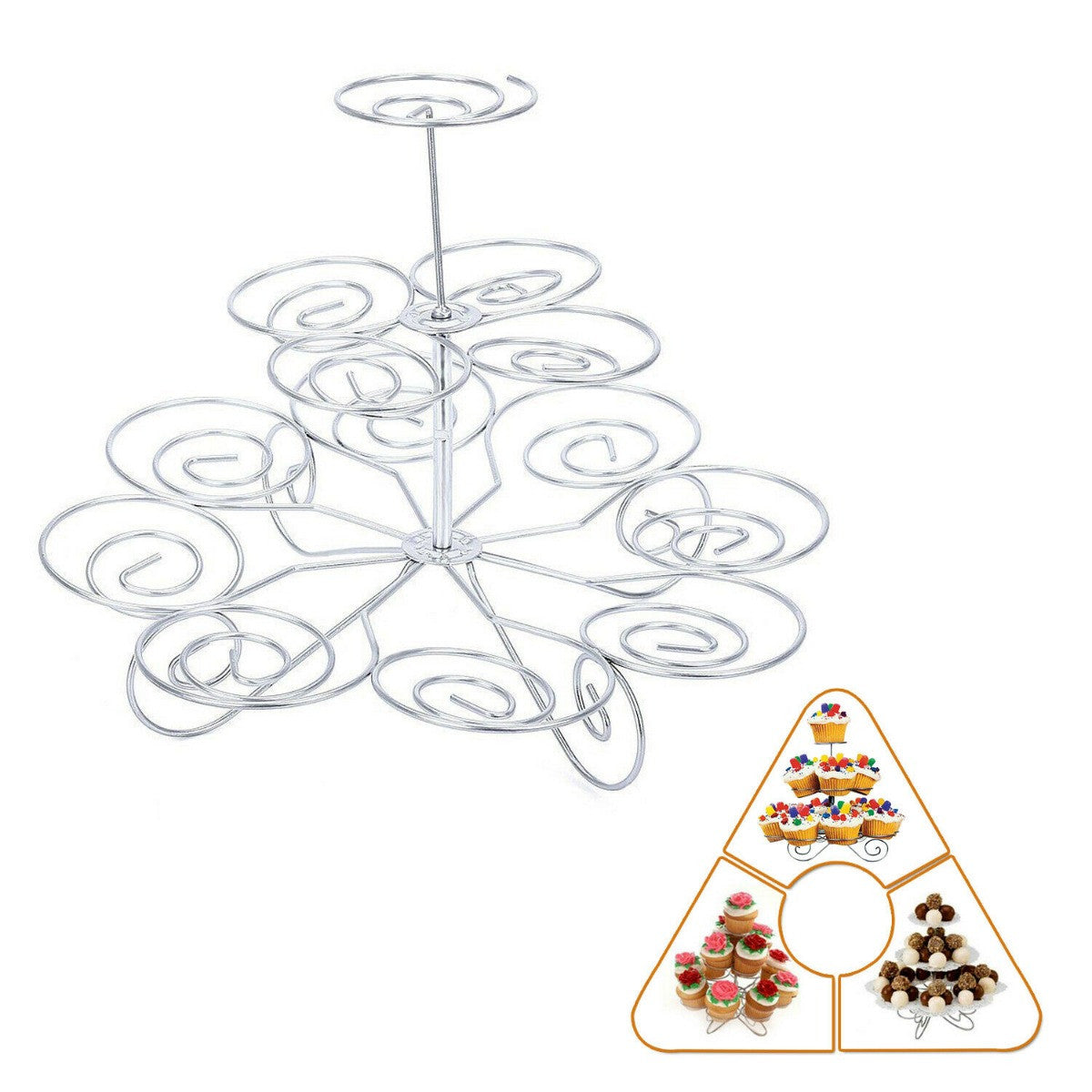 3-Tier Metal Tree Cupcake Stand with 13 Muffin Holder