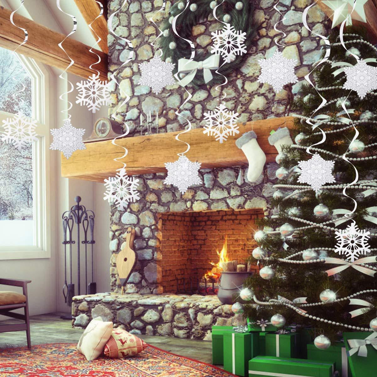 30pc Christmas Hanging Foil Snowflake Decoration
