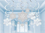 30pc Christmas Hanging Foil Snowflake Decoration
