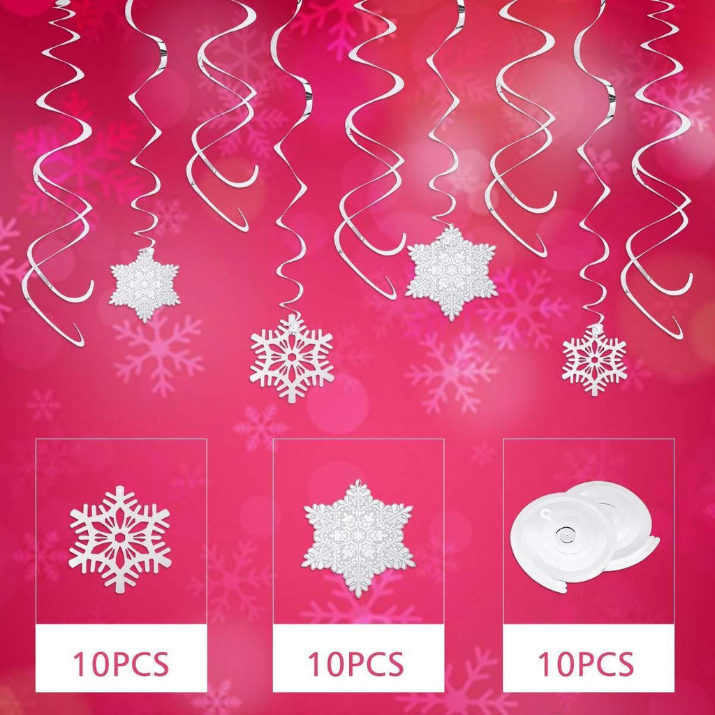 30pc Christmas Hanging Foil Snowflake Decoration