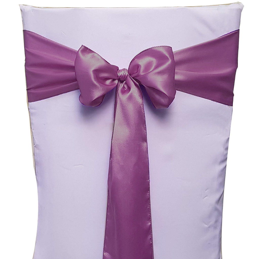 Premium Satin Chair Sash - Grape - 18cm x 274cm