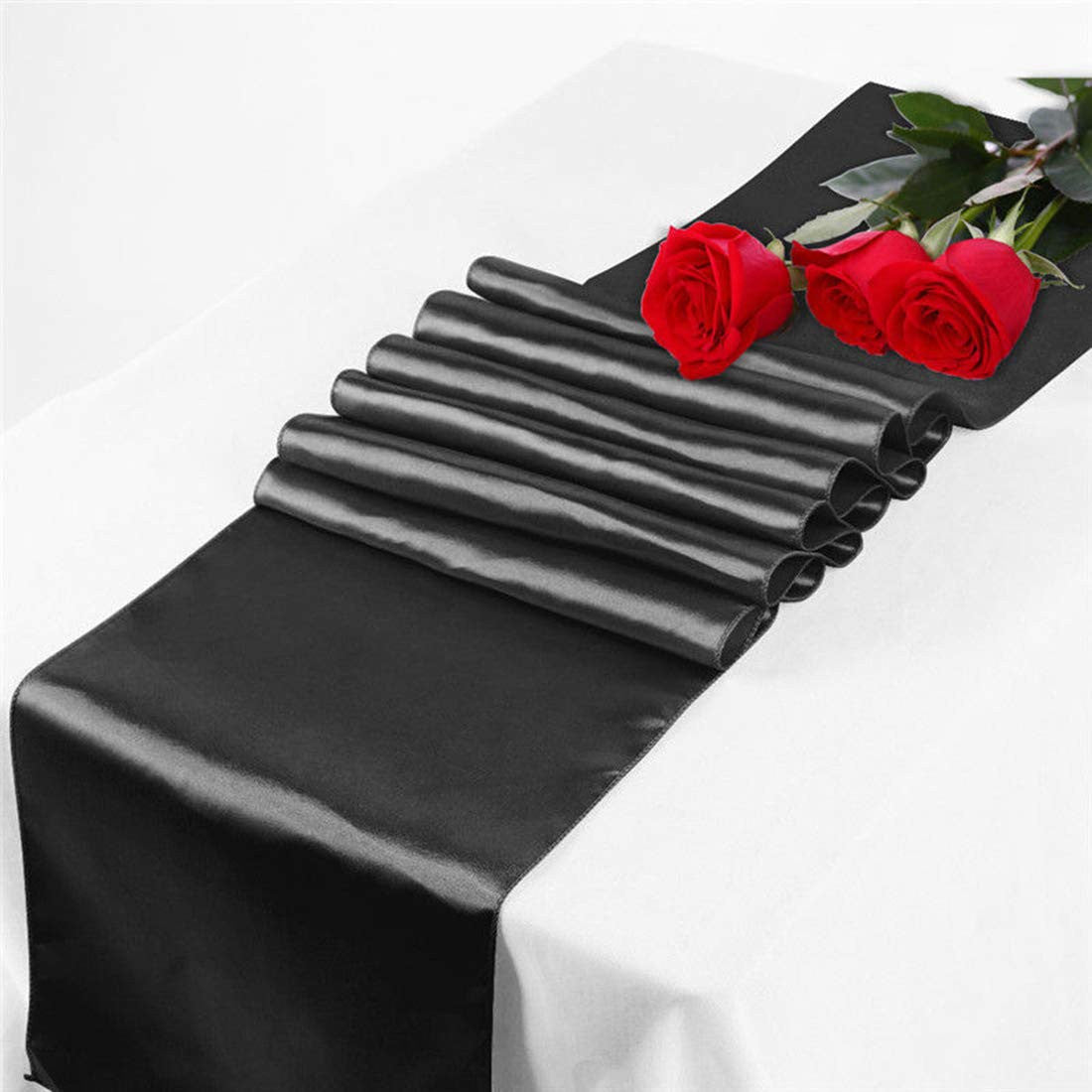 11" x 108" Satin Table Runner - Black