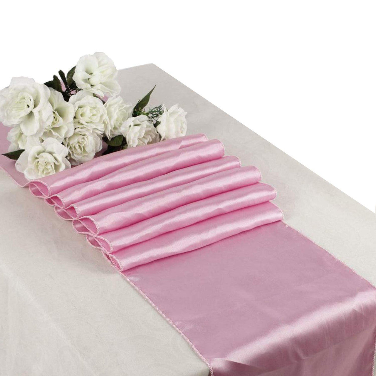 11" x 108" Satin Table Runner - Baby Pink