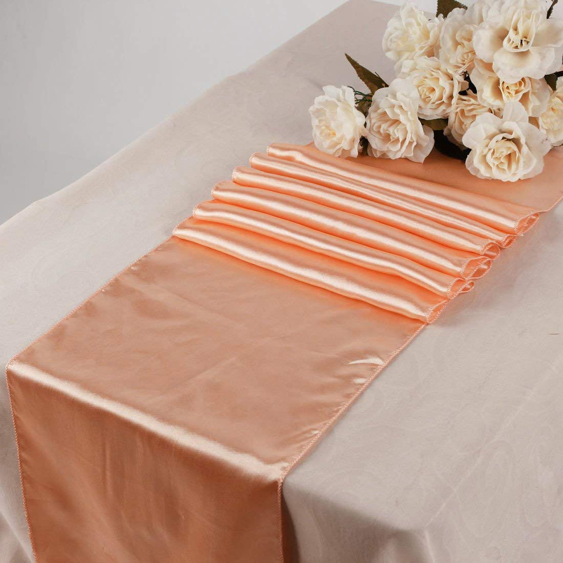 11" x 108" Satin Table Runner - Peach
