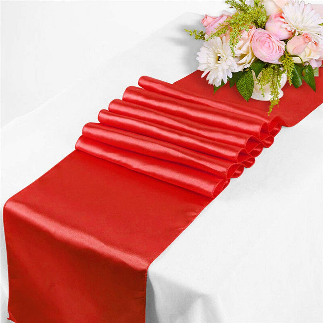 11" x 108" Satin Table Runner - Red