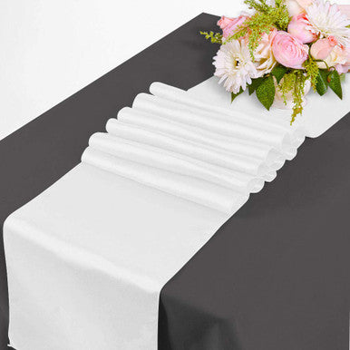 11" x 108" Satin Table Runner - White