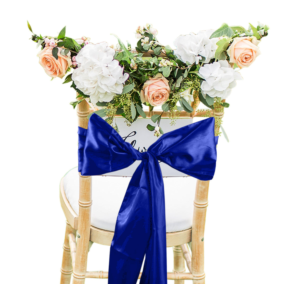 Premium Satin Chair Sash - Royal Blue - 18cm x 274cm