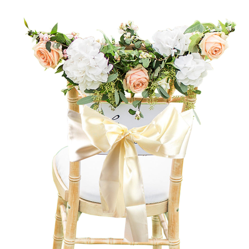 Premium Satin Chair Sash - Ivory - 18cm x 274cm