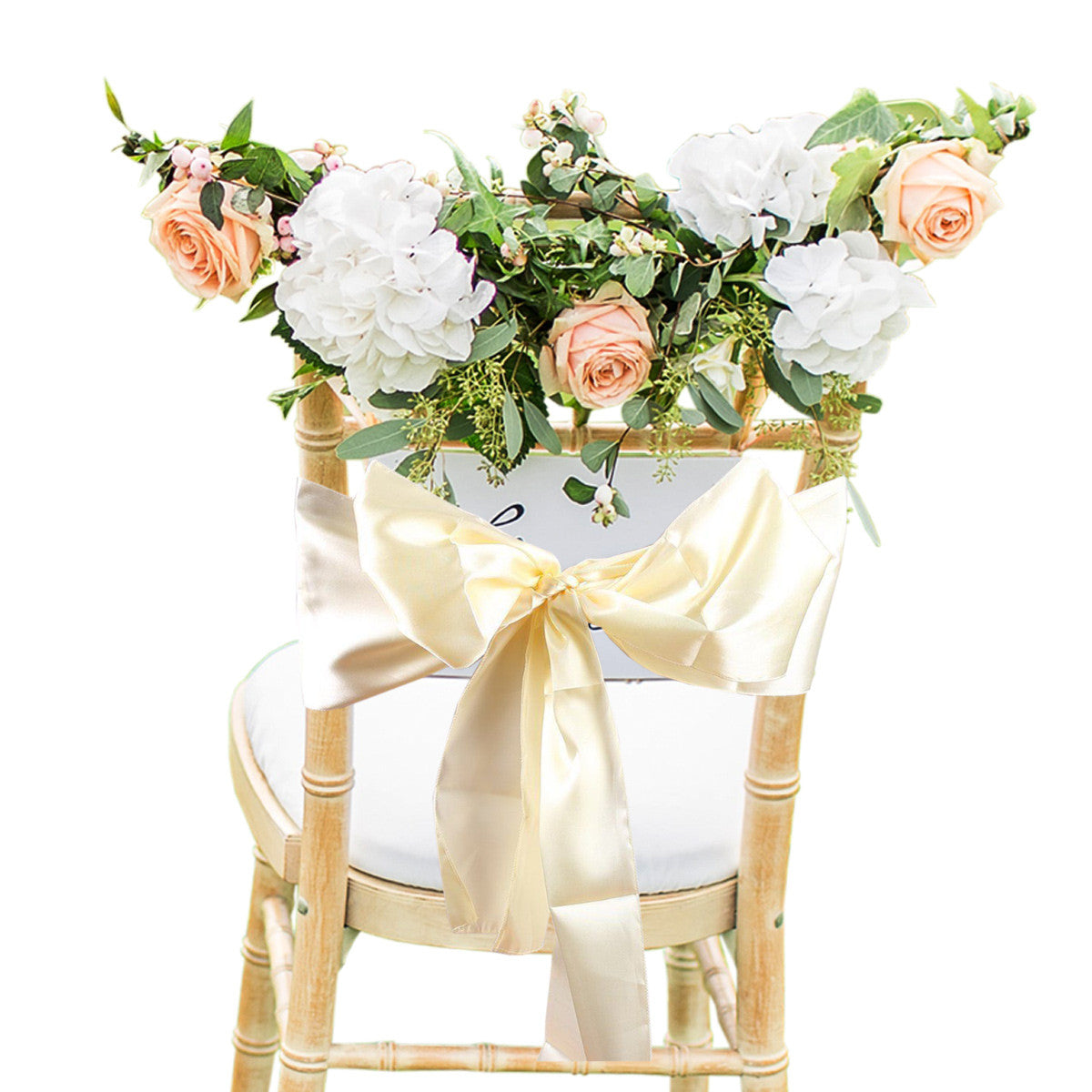 Premium Satin Chair Sash - Ivory - 18cm x 274cm