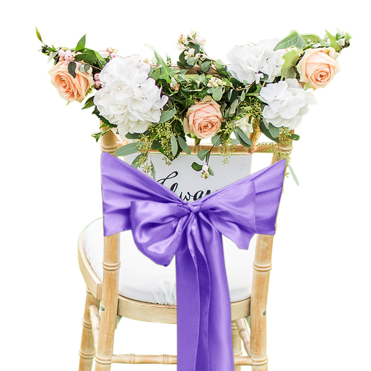 Premium Satin Chair Sash - Lavender - 18cm x 274cm