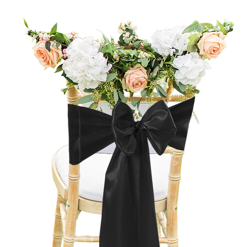 18cm x 274cm Premium Satin Chair Sash - Black