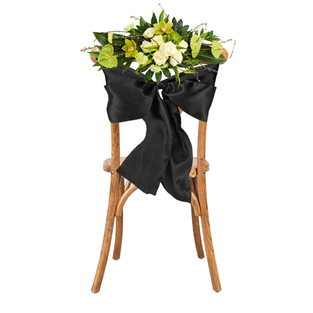 18cm x 274cm Premium Satin Chair Sash - Black