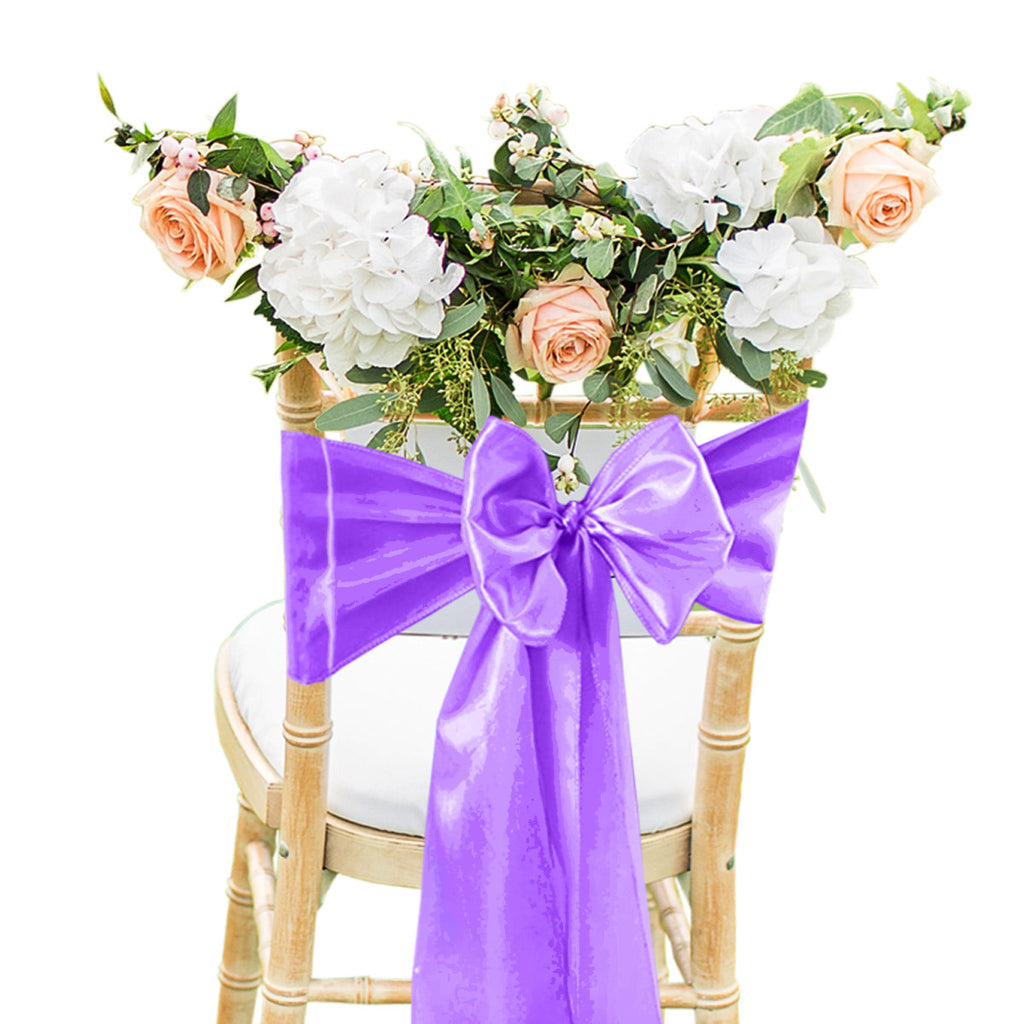 Premium Satin Chair Sash - Cadbury Purple - 18cm x 274cm
