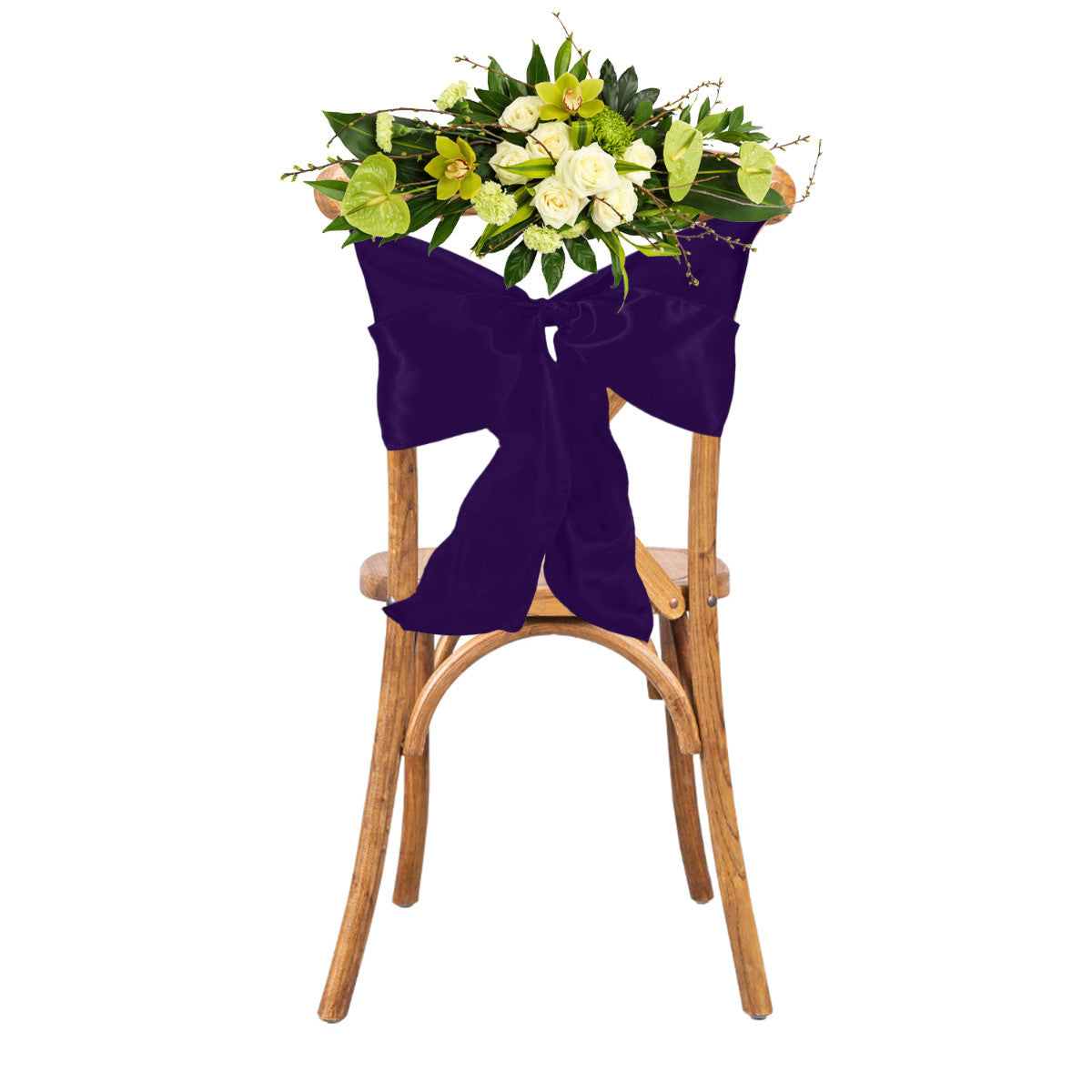 Premium Satin Chair Sash - Dark Purple - 18cm x 274cm